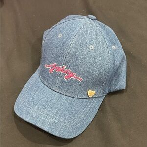 Juicy Couture Womens Denim Hat - Blue with Pink and Gold Accents